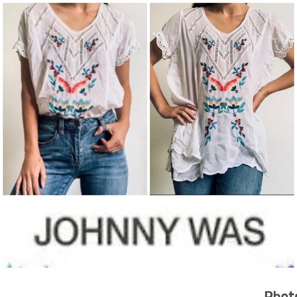 Johnny Was Vara Short-Sleeve Embroidered Blouse, White Boho This Item Is SOLD…